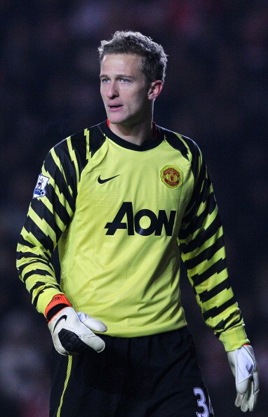 SOUTHAMPTON, ENGLAND - JANUARY 29: Goalkeeper Anders Lindegaard of Manchester United looks on during the FA Cup sponsored by E.ON 4th Round match between Southampton and Manchester United at St Mary's Stadium on January 29, 2011 in Southampton, England.