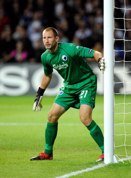 COPENHAGEN, DENMARK - AUGUST 25:  Johan Wiland of FC Copenhagen during the Champions League Play-off match between FC Copenaghen and Rosenborg on August 25, 2010 in Copenhagen, Denmark.  (Photo by Claudio Villa/Getty Images)