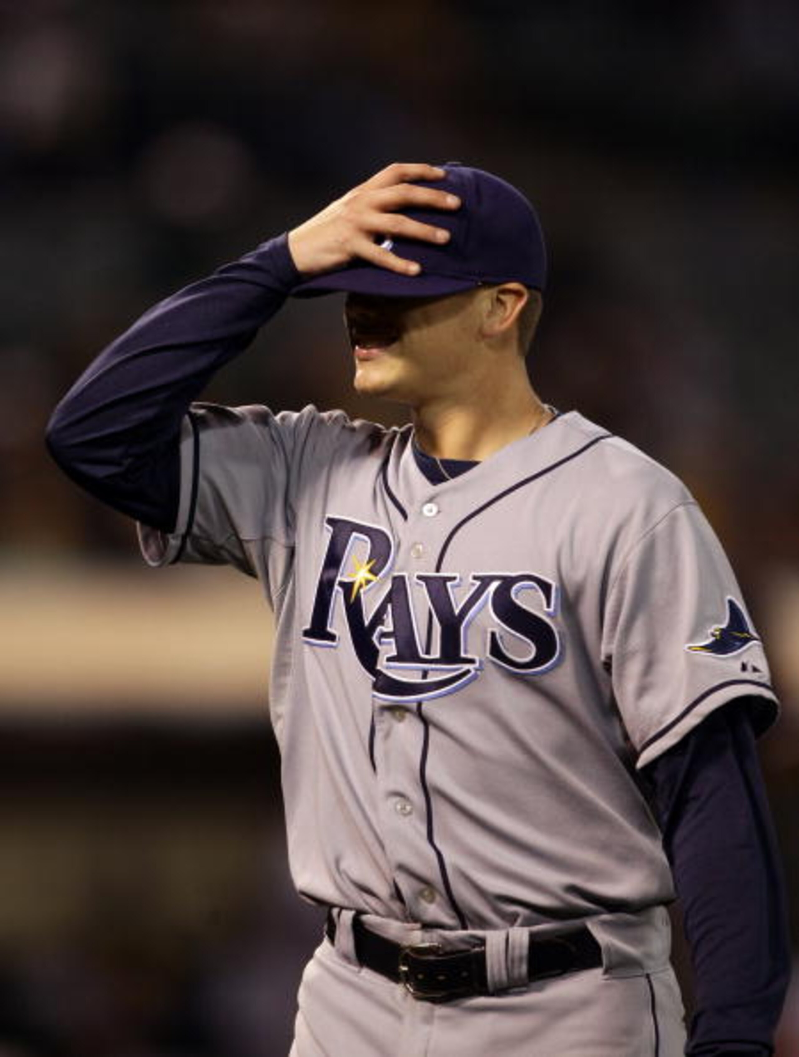 OAKLAND, CA - AUGUST 20:  Jeremy Hellickson #58 of the Tampa Bay Rays walks off the field after the sixth inning in which he gave up a home run to tie their game against the Oakland Athletics at the Oakland-Alameda County Coliseum  on August 20, 2010 in O