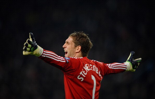 AMSTERDAM, NETHERLANDS - NOVEMBER 23: Maarten Stekelenburg of Ajax show his frustrations during the UEFA Champions League Group G match between AFC Ajax and Real Madrid at the Ajax Arena on November 23, 2010 in Amsterdam, Netherlands.  (Photo by Laurence