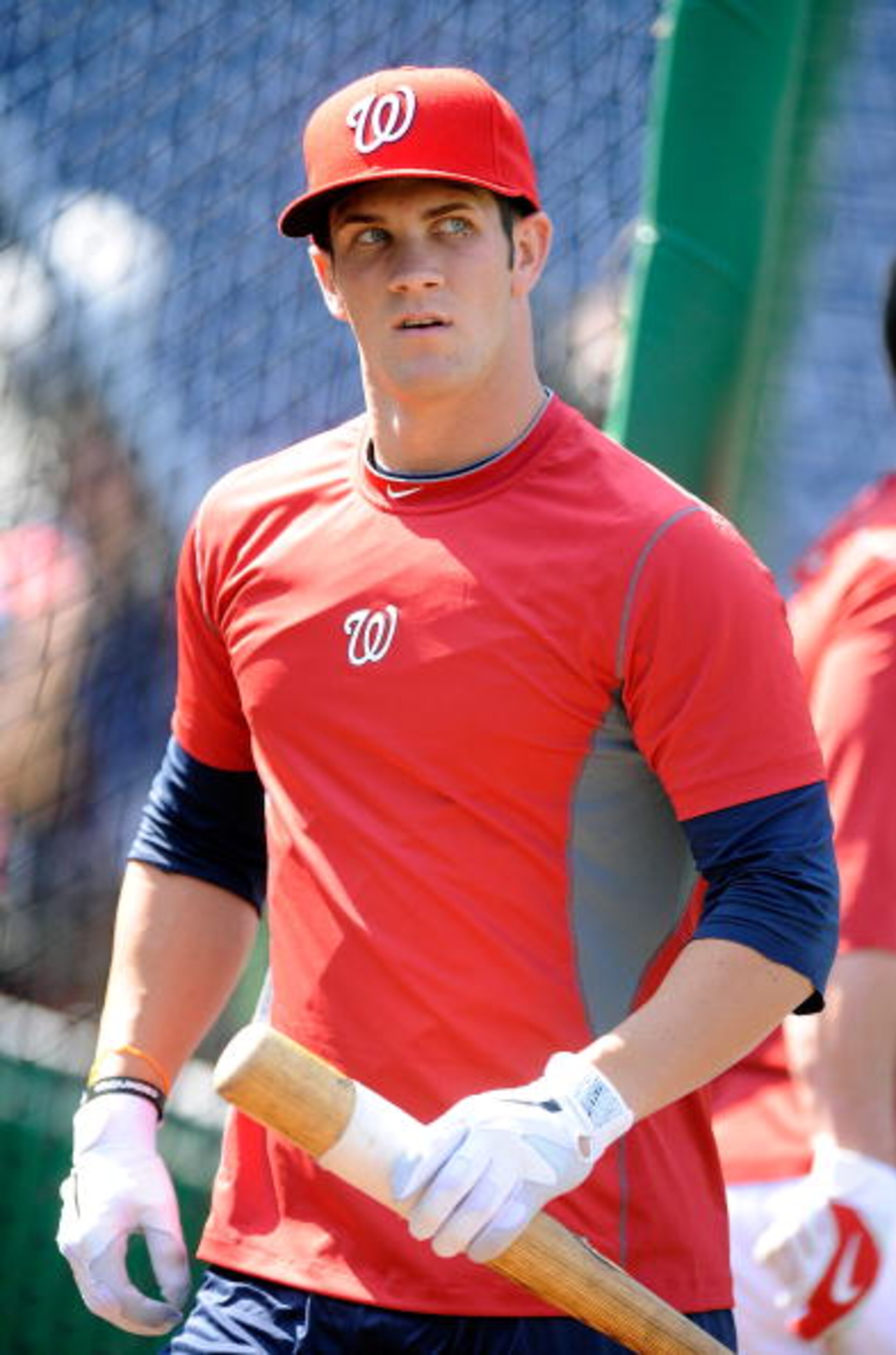WASHINGTON - AUGUST 26:  Bryce Harper of the Washington Nationals takes batting practice at Nationals Park on August 26, 2010 in Washington, DC.  (Photo by Greg Fiume/Getty Images)