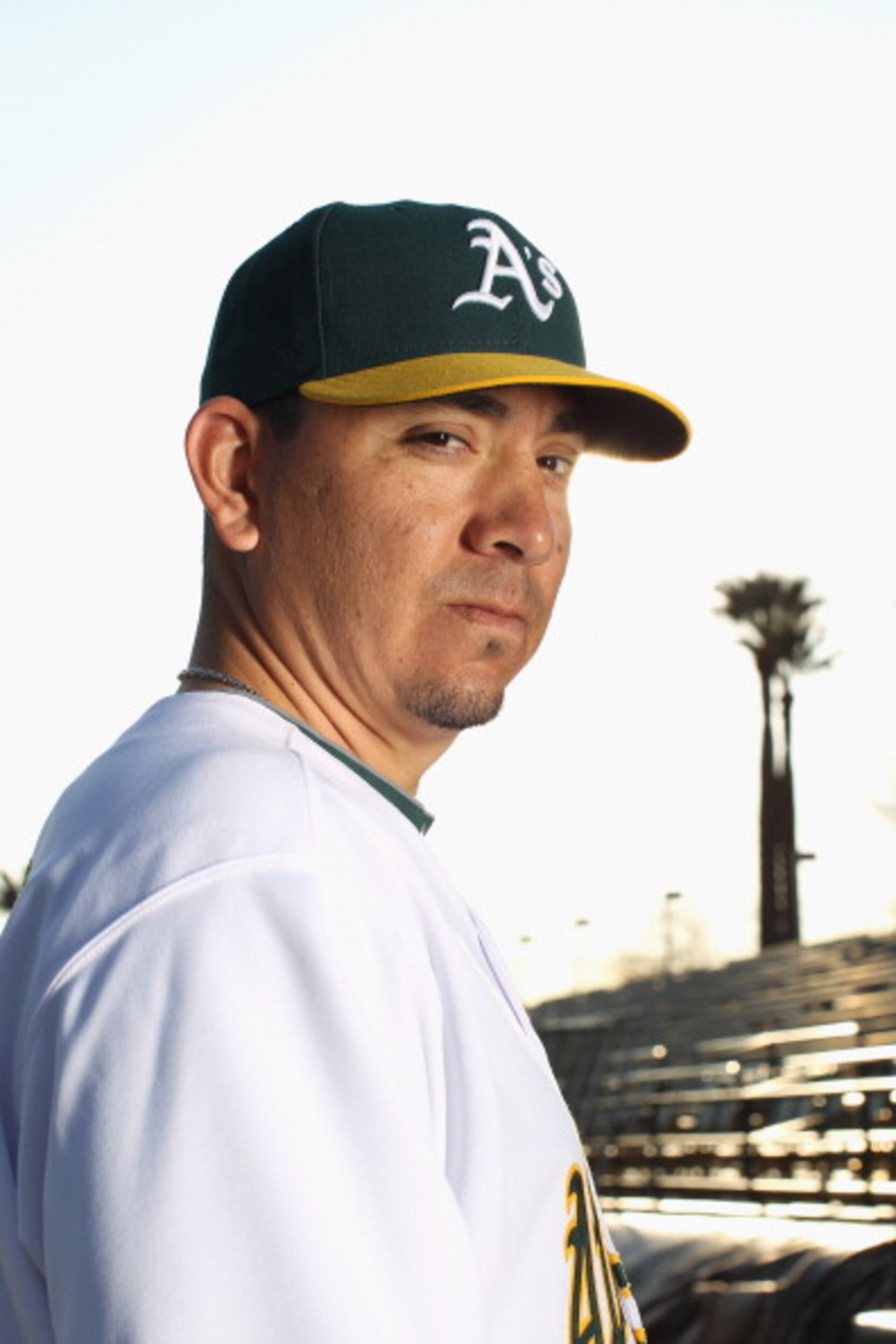 PHOENIX, AZ - FEBRUARY 24:  Brian Fuentes #57 of the Oakland Athletics poses for a portrait during media photo day at Phoenix Municipal Stadium on February 24, 2011 in Phoenix, Arizona.  (Photo by Ezra Shaw/Getty Images)