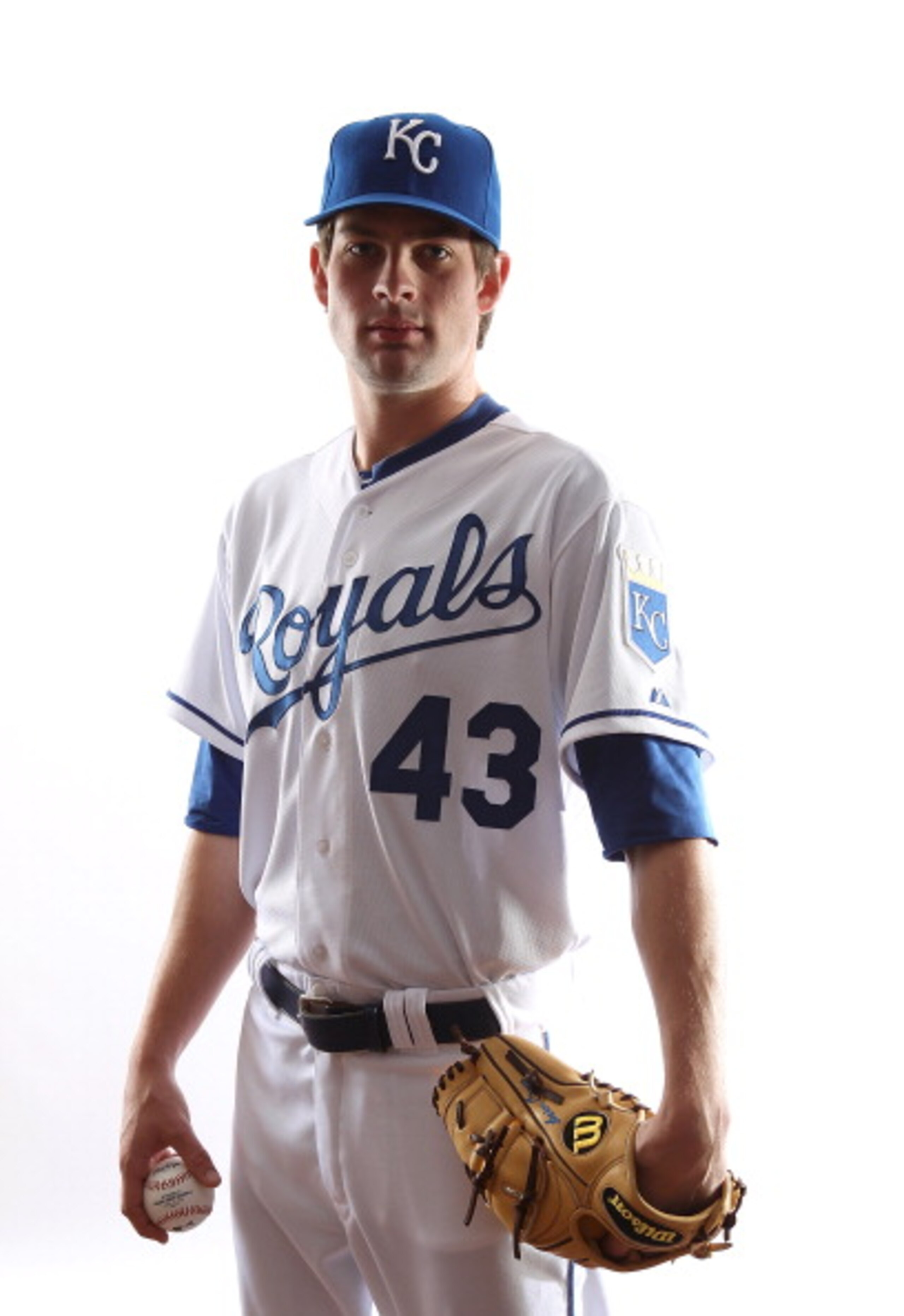 SURPRISE, AZ - FEBRUARY 23:  Aaron Crow #43 of the Kansas City Royals poses for a portrait during Spring Training Media Day on February 23, 2011 at Surprise Stadium in Surprise, Arizona..  (Photo by Jonathan Ferrey/Getty Images)