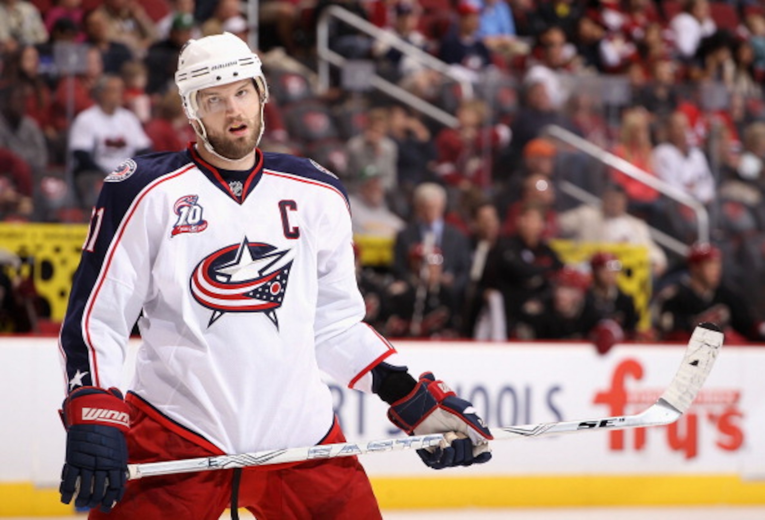GLENDALE, AZ - MARCH 24: Rick Nash #61 of the Columbus Blue Jackets during the NHL game against the Phoenix Coyotes at Jobing.com Arena on March 24, 2011 in Glendale, Arizona. The Coyotes defeated the Blue Jackets 3-0. (Photo by Christian Petersen/Gett GLENDALE, AZ - MARCH 24: Rick Nash #61 of the Columbus Blue Jackets during the NHL game against the Phoenix Coyotes at Jobing.com Arena on March 24, 2011 in Glendale, Arizona. The Coyotes defeated the Blue Jackets 3-0. (Photo by Christian Petersen/Gett