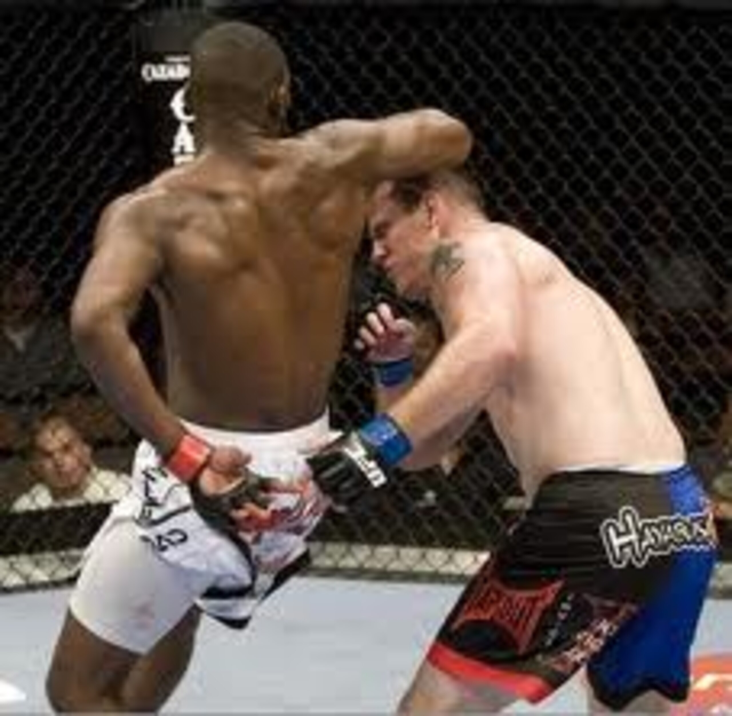 Jon Jones lands his spinning back elbow Jon Jones lands his spinning back elbow