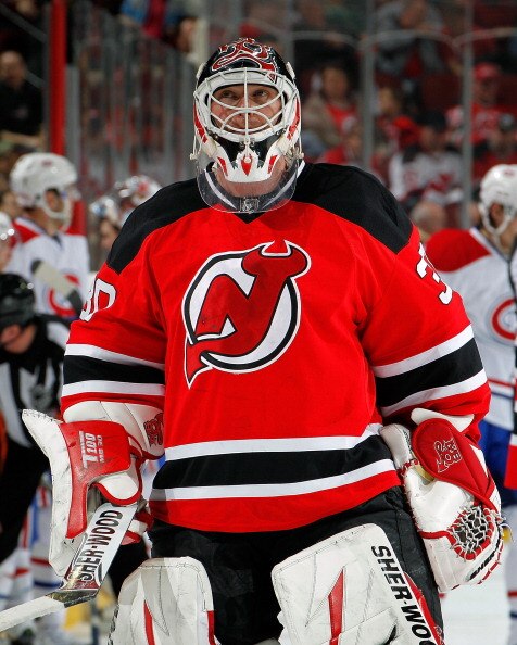 NEWARK, NJ - APRIL 02:  Goalie Martin Brodeur #30 of the New Jersey Devils looks up during a timeout in an NHL hockey game against the Montreal Canadians at the Prudential Center on April 2, 2011 in Newark, New Jersey.  (Photo by Paul Bereswill/Getty Imag