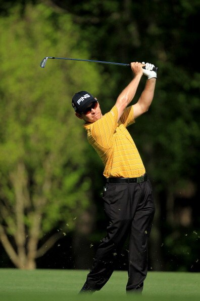 AUGUSTA, GA - APRIL 07:  Louis Oosthuizen of South Africa hits his second shot on the 11th hole during the first round of the 2011 Masters Tournament at Augusta National Golf Club on April 7, 2011 in Augusta, Georgia.  (Photo by David Cannon/Getty Images)