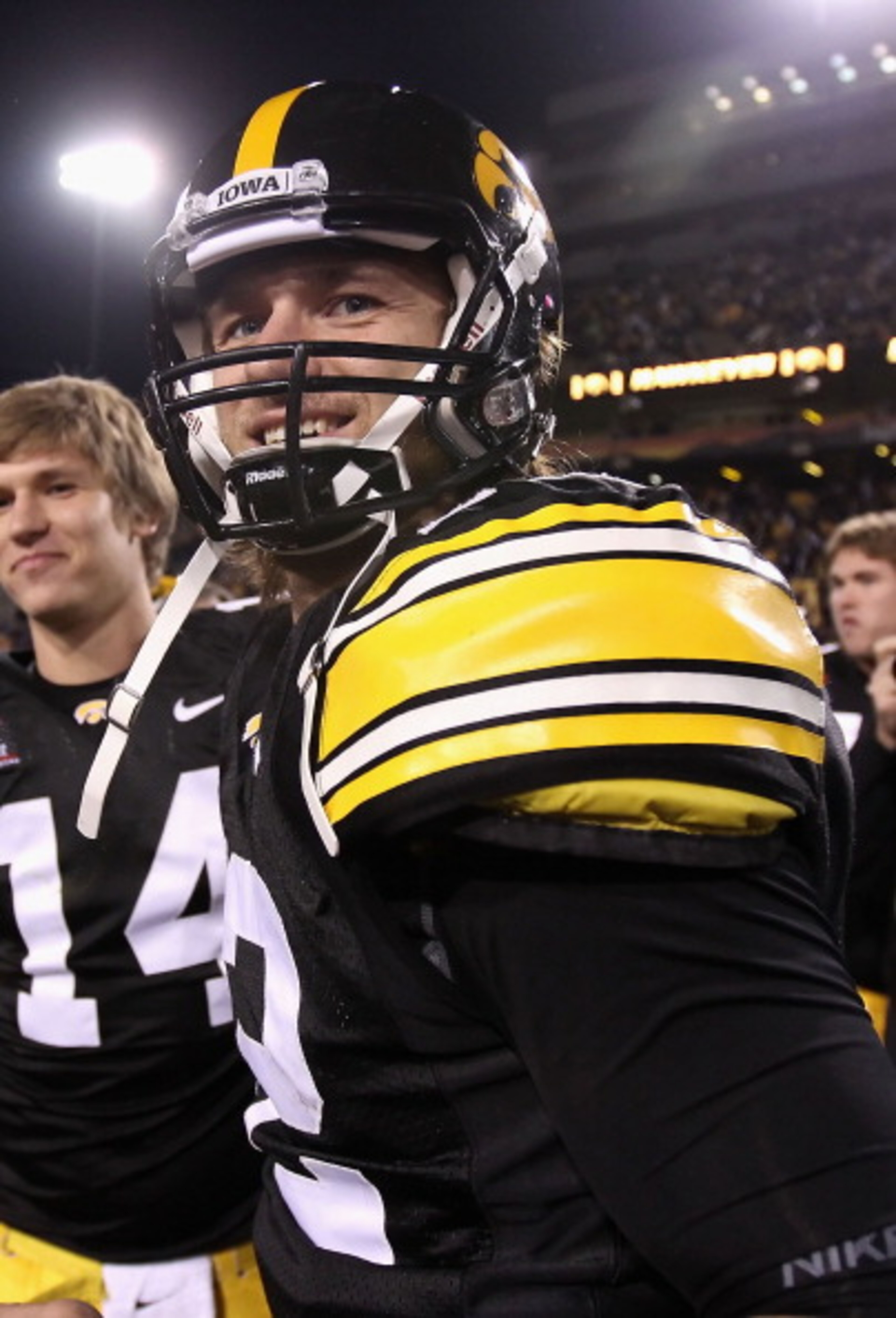 TEMPE, AZ - DECEMBER 28: Quarterback Ricky Stanzi #12 of the Iowa Hawkeyes walks off the field after defeating the Missouri Tigers in the Insight Bowl at Sun Devil Stadium on December 28, 2010 in Tempe, Arizona. The Hawkeyes defeated the Tigers 27-24. ( TEMPE, AZ - DECEMBER 28: Quarterback Ricky Stanzi #12 of the Iowa Hawkeyes walks off the field after defeating the Missouri Tigers in the Insight Bowl at Sun Devil Stadium on December 28, 2010 in Tempe, Arizona. The Hawkeyes defeated the Tigers 27-24. (