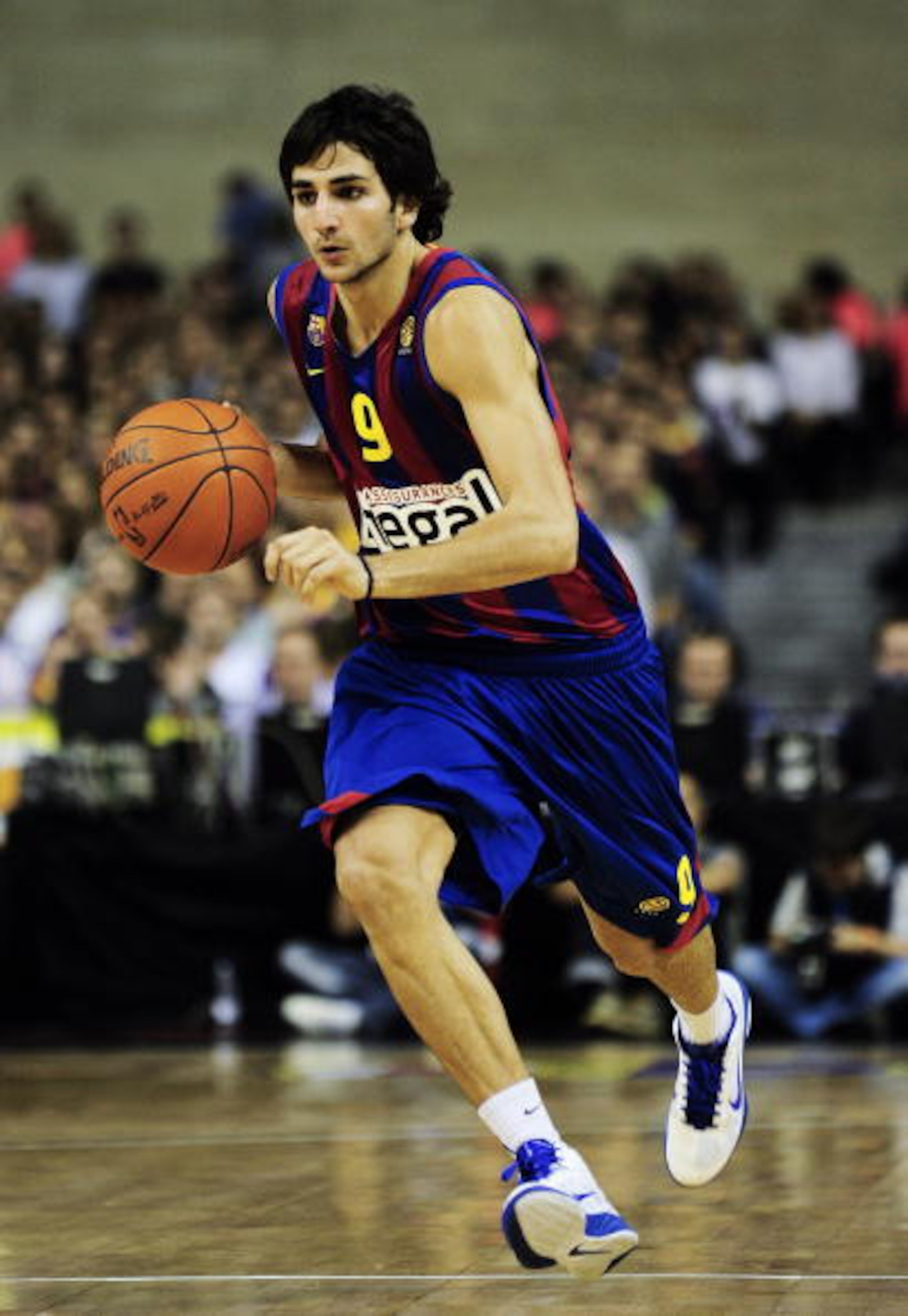 BARCELONA, SPAIN - OCTOBER 07:  Ricky Rubio #9 of the Regal FC Barcelona in action during the NBA Europe Live match between Los Angeles Lakers and Regal FC Barcelona at the at Palau Blaugrana on October 7, 2010 in Barcelona, Spain.  (Photo by David Ramos/
