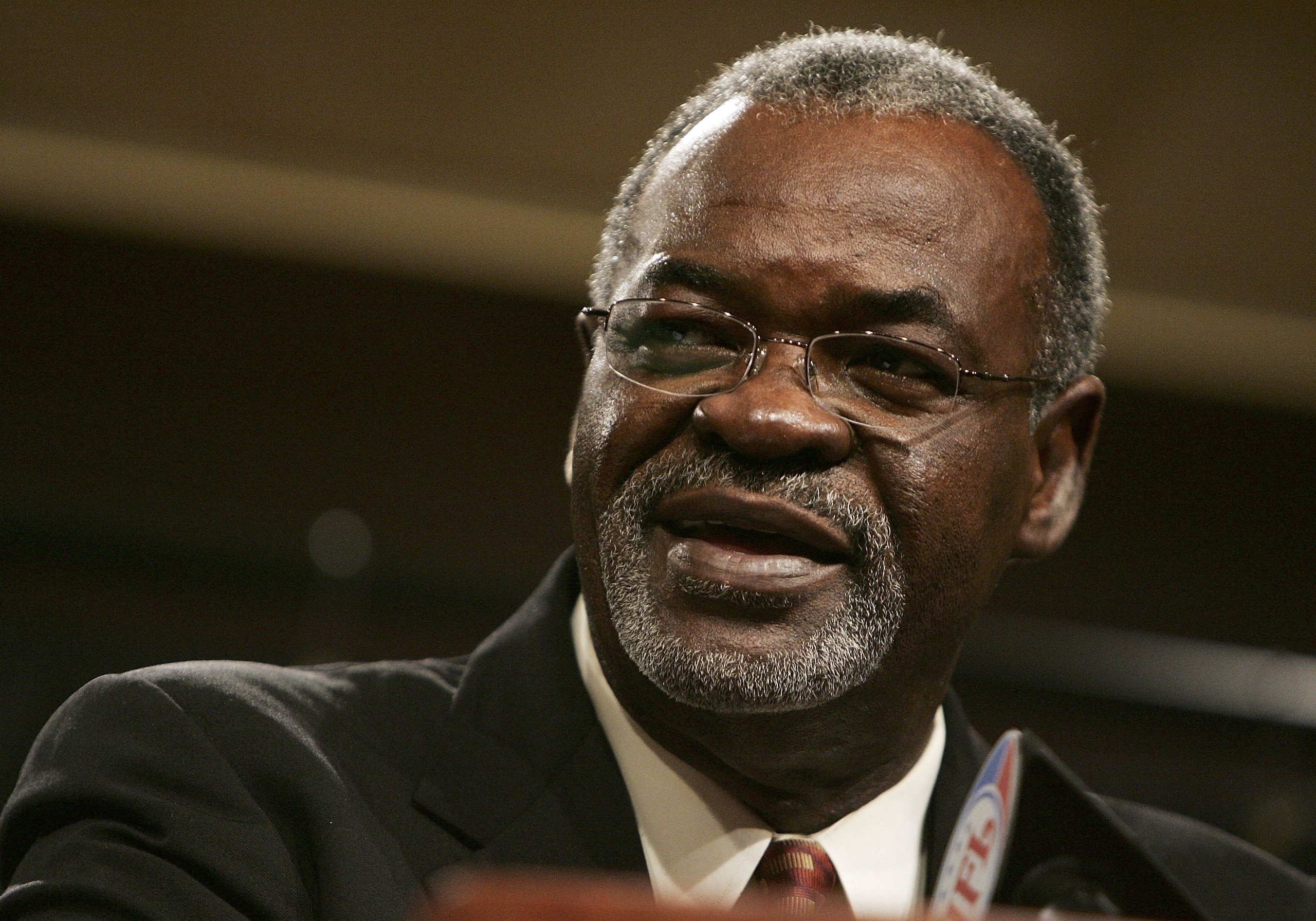 DETROIT - FEBRUARY 4:  Rayfield Wright speaks during a press conference after being elected tothe NFL Hall of Fame February 4, 2006 at the Renaissance Center in Detroit, Michigan.  (Photo by Jonathan Daniel/Getty Images)