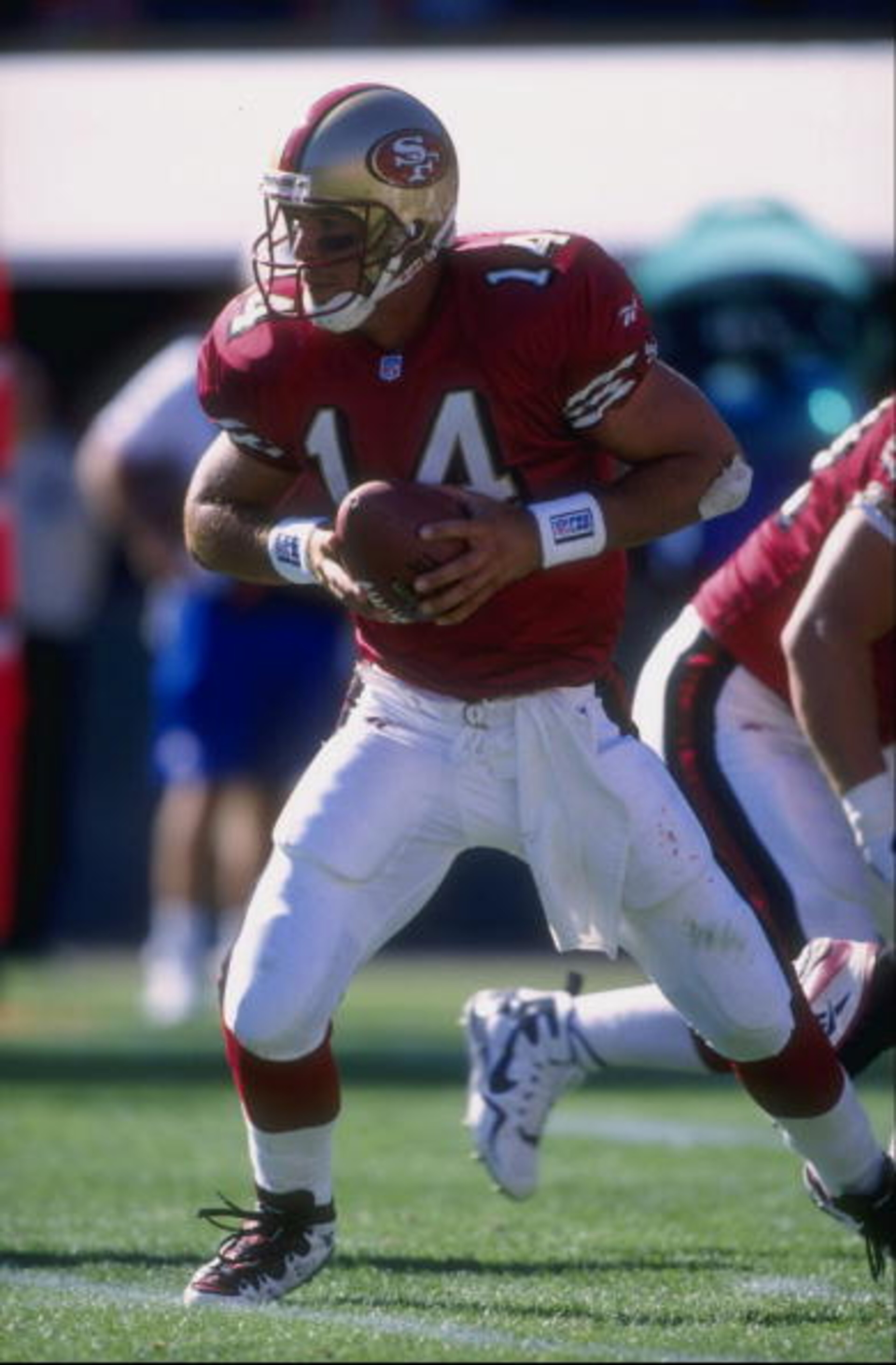 21 Sep 1997:  Jim Druckenmiller #14 of the San Francisco 49ers in action during a game against the Atlanta Falcons at 3Com Park in San Francisco, California.  The 49ers defeated the Falcons 34-7. Mandatory Credit: Jed Jacobsohn  /Allsport