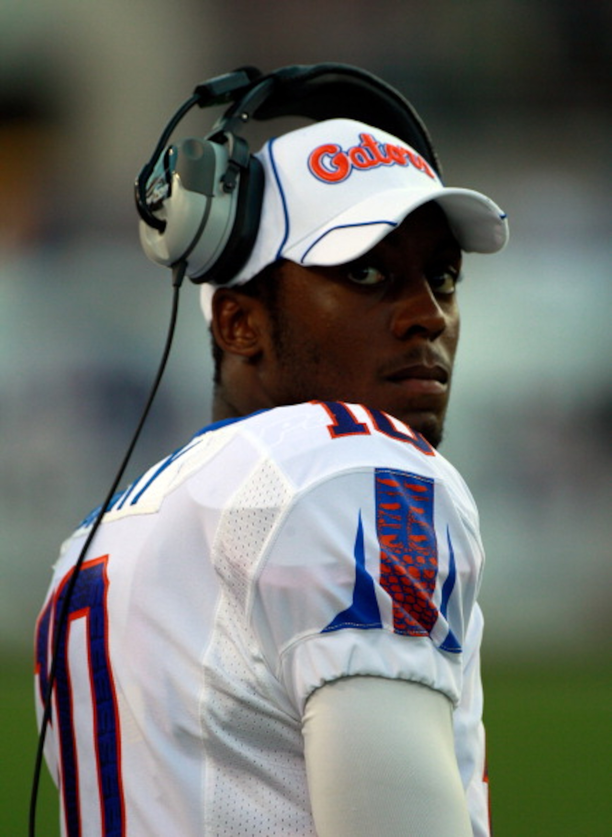 JACKSONVILLE, FL - OCTOBER 30:  Quarterback Tyler Murphy #10 of the Florida Gators watches the action during the game against the Georgia Bulldogs at EverBank Field on October 30, 2010 in Jacksonville, Florida.  (Photo by Sam Greenwood/Getty Images)