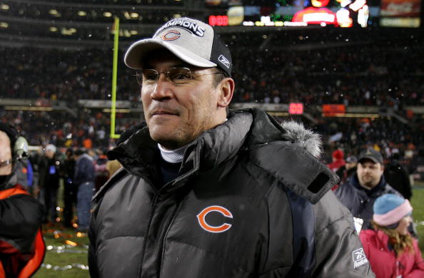 CHICAGO - JANUARY 21:  Defensive Coordinator Ron Rivera of the Chicago Bears is seen on the field after the Bears 39-14 win against the New Orleans Saints during the NFC Championship Game January 21, 2007 at Soldier Field in Chicago, Illinois.  (Photo by