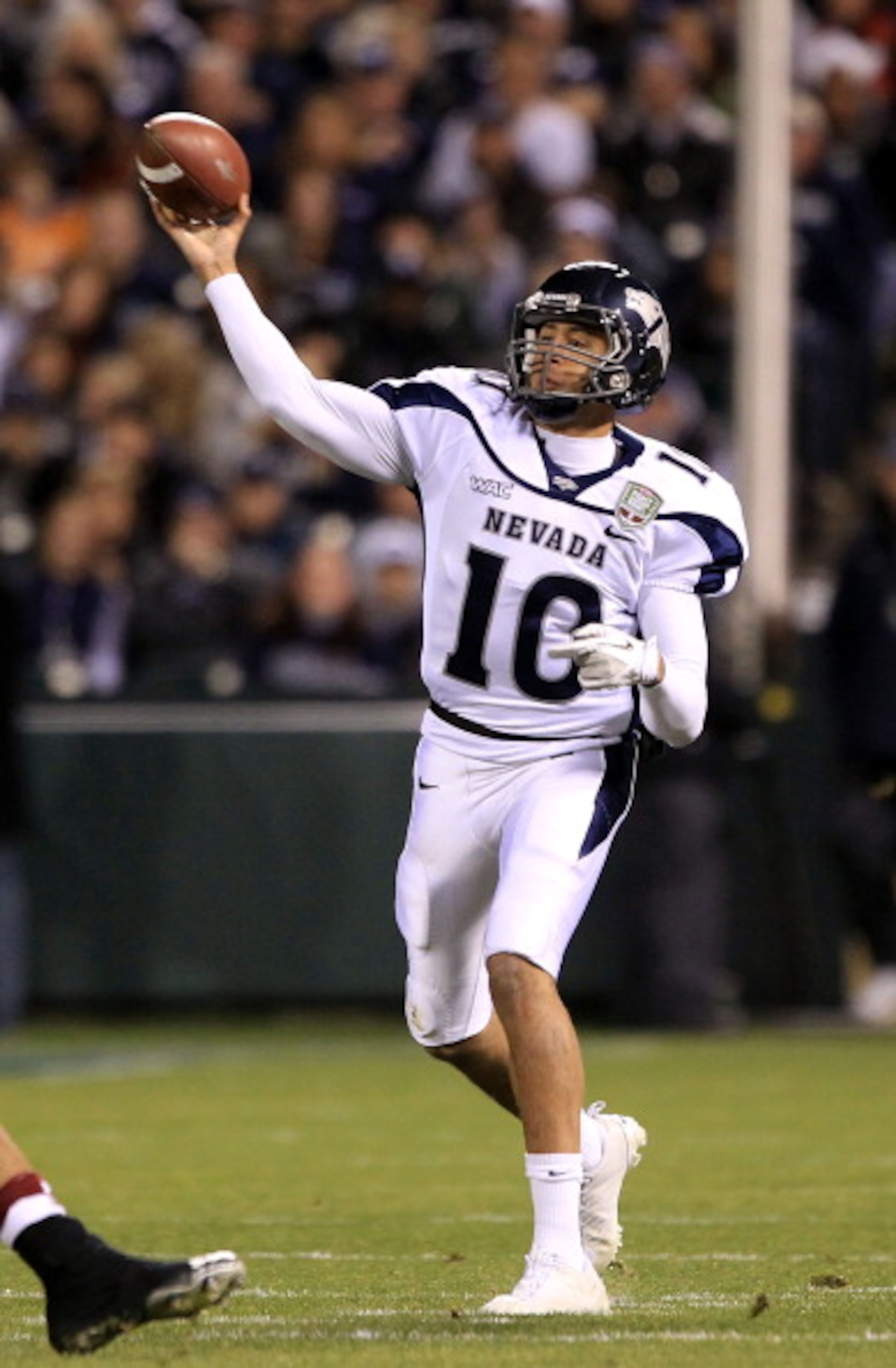 SAN FRANCISCO, CA - JANUARY 09: Colin Kaepernick #10 of the Nevada Wolf Pack throws the ball against Boston College during the Kraft Fight Hunger Bowl at AT&T Park on January 9, 2011 in San Francisco, California. (Photo by Ezra Shaw/Getty Images) SAN FRANCISCO, CA - JANUARY 09: Colin Kaepernick #10 of the Nevada Wolf Pack throws the ball against Boston College during the Kraft Fight Hunger Bowl at AT&T Park on January 9, 2011 in San Francisco, California. (Photo by Ezra Shaw/Getty Images)