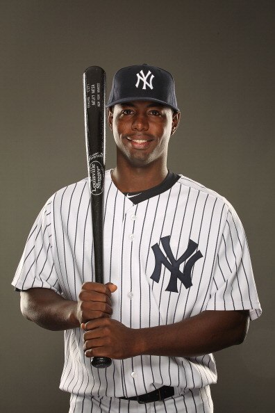 TAMPA, FL - FEBRUARY 23:  Melky Mesa #77 of the New York Yankees poses for a portrait on Photo Day at George M. Steinbrenner Field on February 23, 2011 in Tampa, Florida.  (Photo by Al Bello/Getty Images)