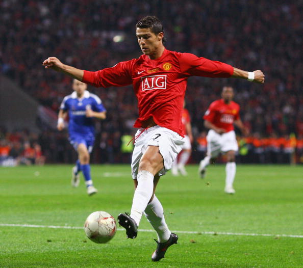 MOSCOW - MAY 21:  Cristiano Ronaldo of Manchester United in action during the UEFA Champions League Final match between Manchester United and Chelsea at the Luzhniki Stadium on May 21, 2008 in Moscow, Russia.  (Photo by Jamie McDonald/Getty Images)