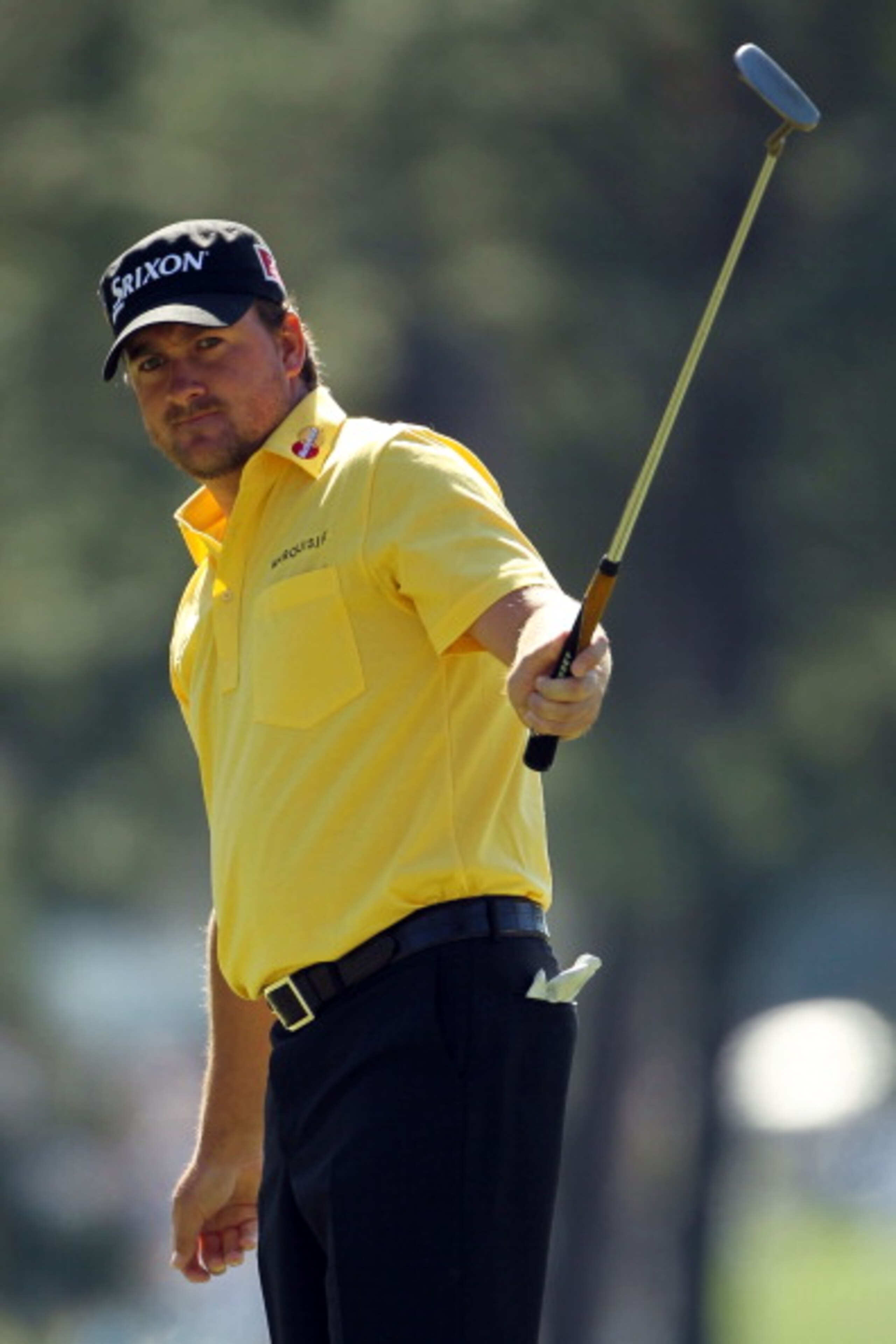 AUGUSTA, GA - APRIL 07:  Graeme McDowell of Northern Ireland watches a putt onto the first green during the first round of the 2011 Masters Tournament at Augusta National Golf Club on April 7, 2011 in Augusta, Georgia.  (Photo by Jamie Squire/Getty Images
