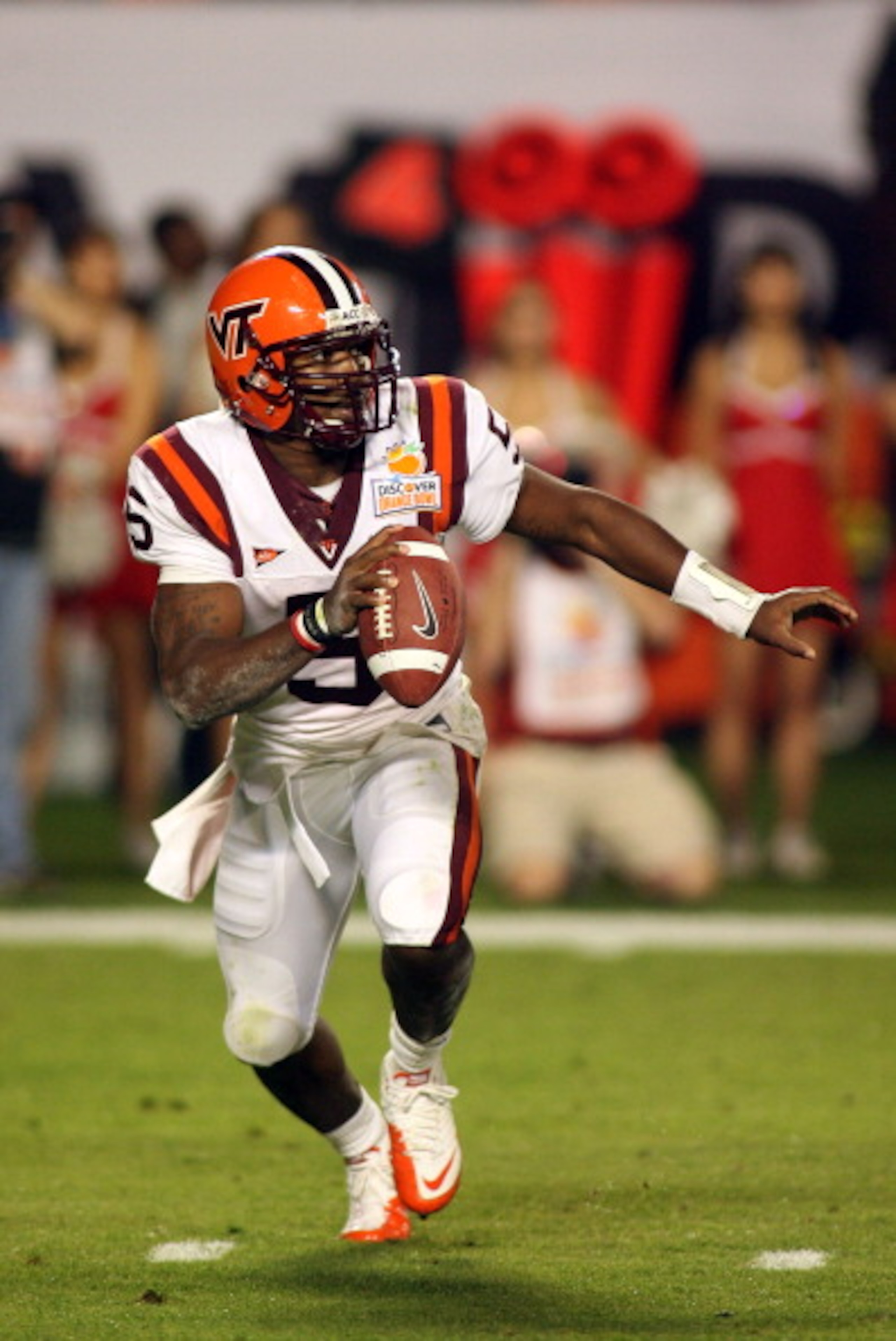 MIAMI, FL - JANUARY 03: Tyrod Taylor #5 of the Virginia Tech Hokies looks to pass against the Stanford Cardinal during the 2011 Discover Orange Bowl at Sun Life Stadium on January 3, 2011 in Miami, Florida. Stanford won 40-12. (Photo by Marc Serota/Gett MIAMI, FL - JANUARY 03: Tyrod Taylor #5 of the Virginia Tech Hokies looks to pass against the Stanford Cardinal during the 2011 Discover Orange Bowl at Sun Life Stadium on January 3, 2011 in Miami, Florida. Stanford won 40-12. (Photo by Marc Serota/Gett