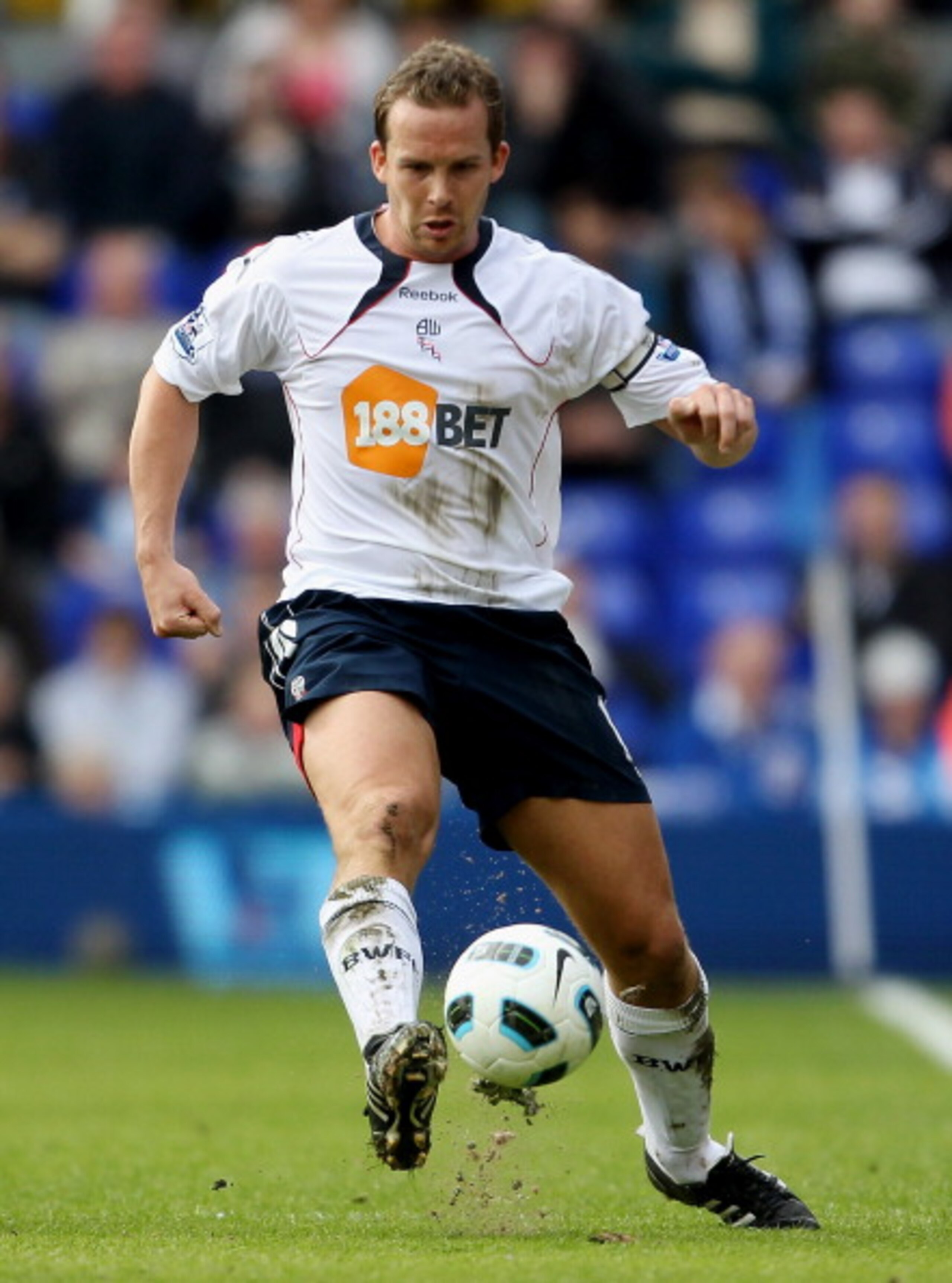 BIRMINGHAM, ENGLAND - APRIL 02:  Kevin Davies of Bolton in action with Cameron Jerome of Birmingham during the Barclays Premier League match between Birmingham City and Bolton Wanderers at St.Andrews on April 2, 2011 in Birmingham, England.  (Photo by Sco