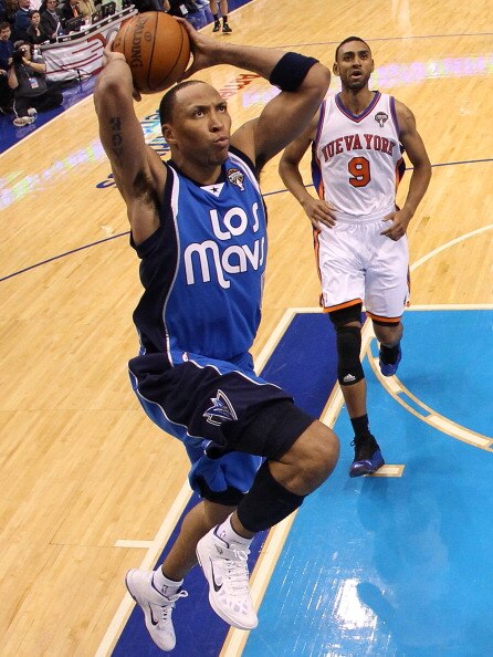 DALLAS, TX - MARCH 10:  Shawn Marion #0 of the Dallas Mavericks drives the hoop against Jared Jeffries #9 of the New York Knicks at American Airlines Center on March 10, 2011 in Dallas, Texas.  NOTE TO USER: User expressly acknowledges and agrees that, by