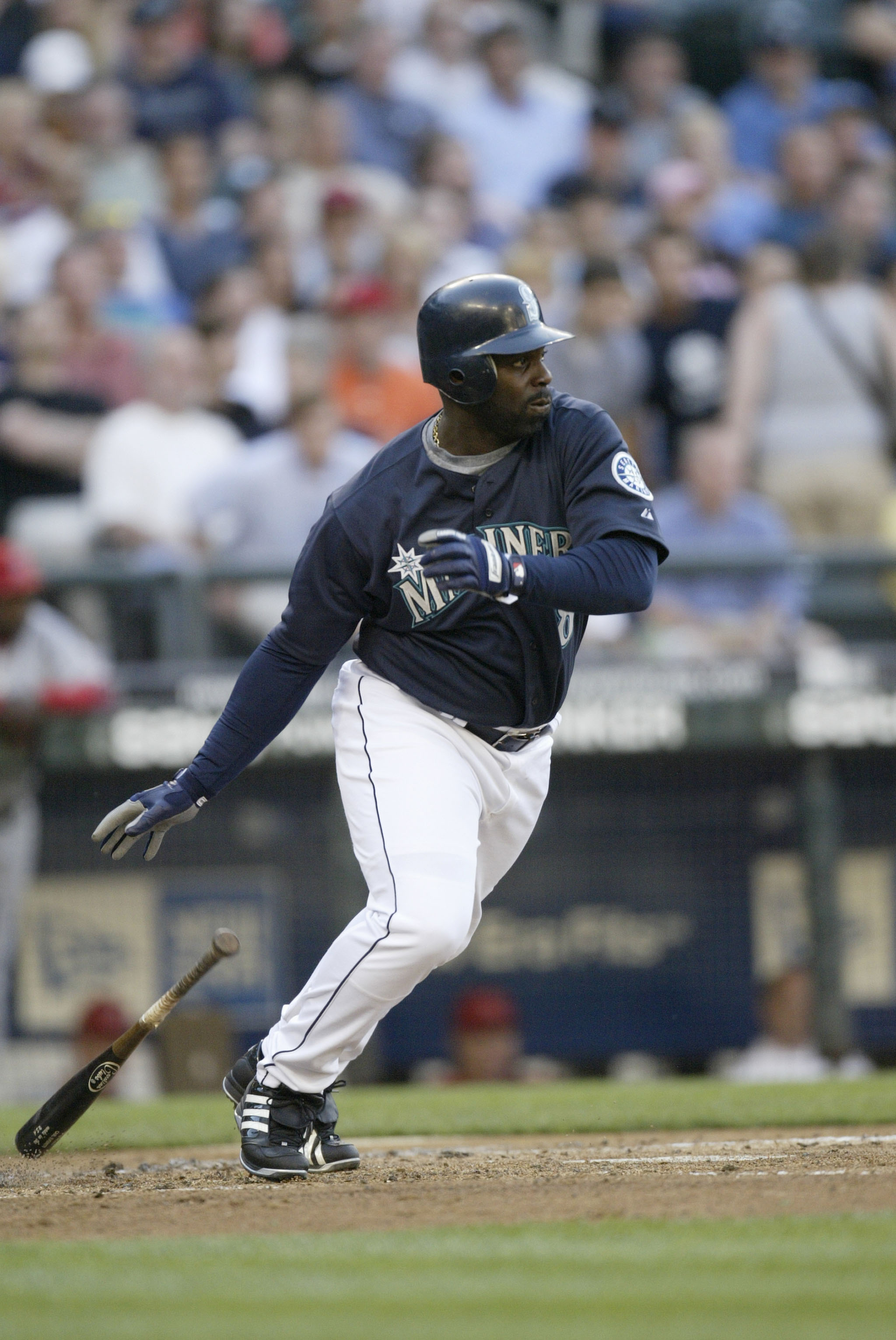 SEATTLE - JULY 3: Designated hitter Carl Everett #8 of the Seattle Mariners swings at a Los Angeles Angels of Anaheim pitch during the game on July 3, 2006 at Safeco Field in Seattle Washington. The Angeles won 7-3. (Photo by Otto Greule Jr/Getty Images SEATTLE - JULY 3: Designated hitter Carl Everett #8 of the Seattle Mariners swings at a Los Angeles Angels of Anaheim pitch during the game on July 3, 2006 at Safeco Field in Seattle Washington. The Angeles won 7-3. (Photo by Otto Greule Jr/Getty Images