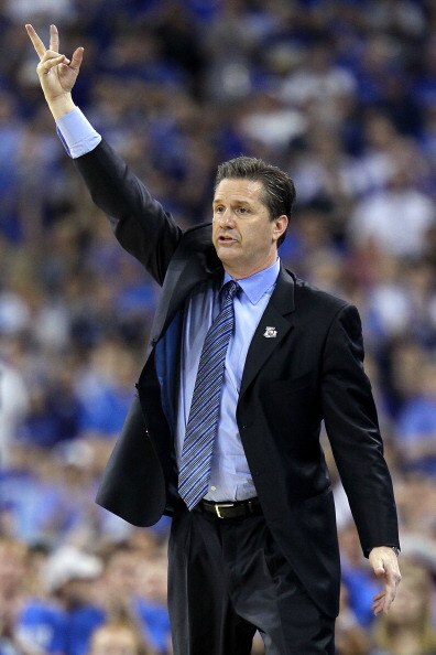 HOUSTON, TX - APRIL 02:  Head coach John Calipari of the Kentucky Wildcats reacts from the sidelines against the Connecticut Huskies during the National Semifinal game of the 2011 NCAA Division I Men's Basketball Championship at Reliant Stadium on April 2