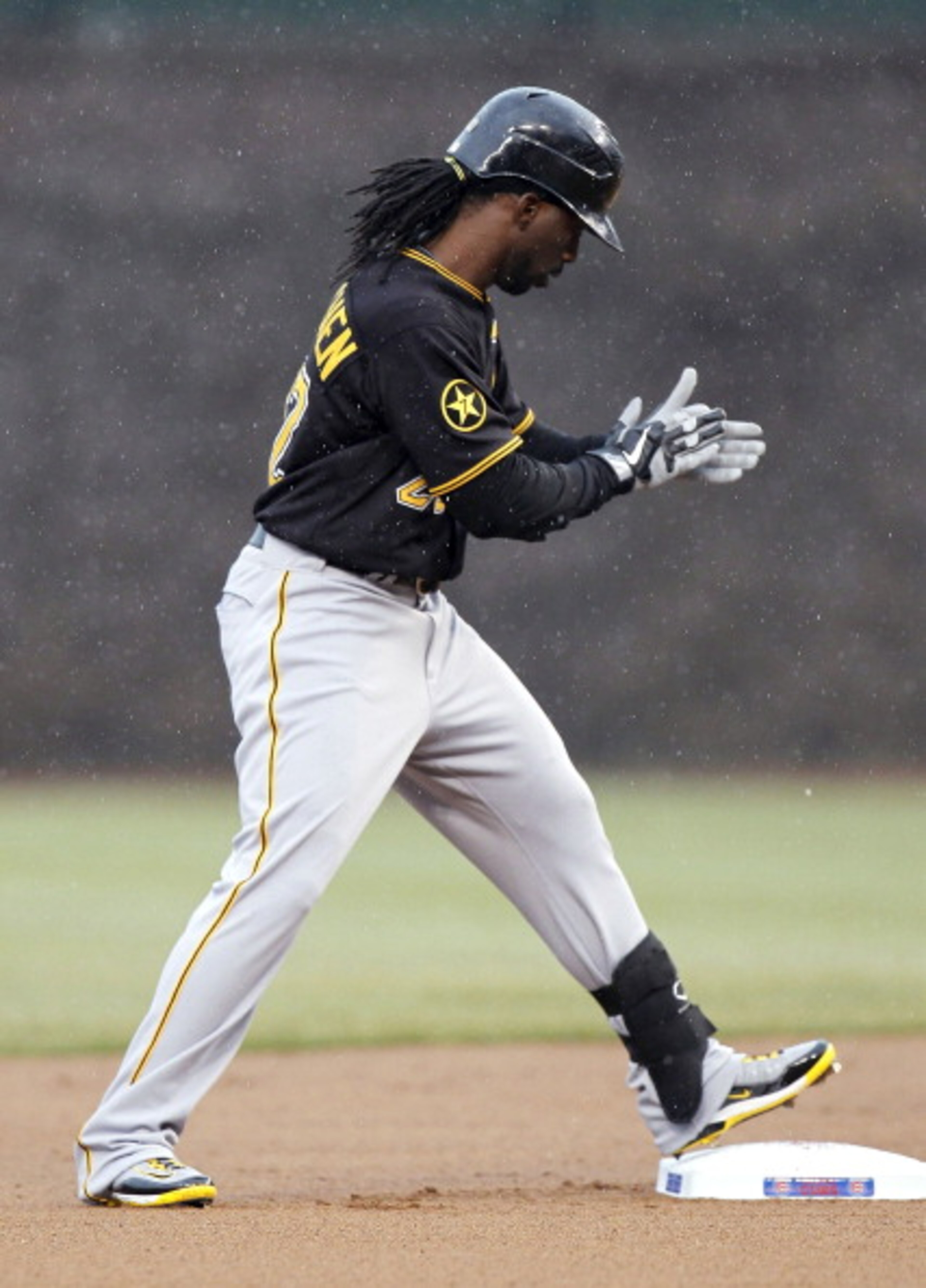 CHICAGO, IL - APRIL 01: Andrew McCutchen #22 of the Pittsburgh Pirates reacts after hitting a first inning double while playing the Chicago Cubs on opening day at Wrigley Field on April 1, 2011 in Chicago, Illinois. Pittsburgh won the game 6-3. (Photo b CHICAGO, IL - APRIL 01: Andrew McCutchen #22 of the Pittsburgh Pirates reacts after hitting a first inning double while playing the Chicago Cubs on opening day at Wrigley Field on April 1, 2011 in Chicago, Illinois. Pittsburgh won the game 6-3. (Photo b