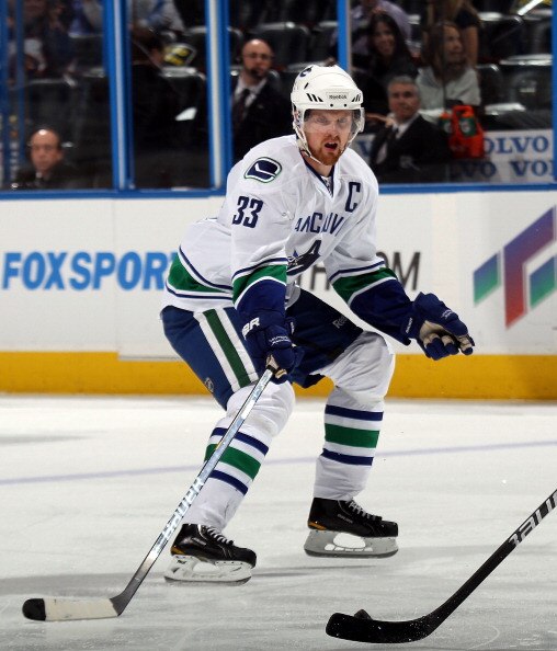 ATLANTA, GA - MARCH 25:  Henrik Sedin #33 of the Vancouver Canucks skates against the Atlanta Thrashers at the Philips Arena on March 25, 2011 in Atlanta, Georgia.  (Photo by Bruce Bennett/Getty Images)