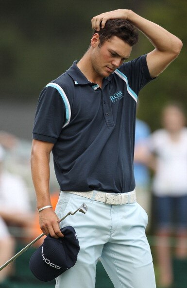 AUGUSTA, GA - APRIL 08:  Martin Kaymer of Germany reacts on the 18th hole during the second round of the 2011 Masters Tournament at Augusta National Golf Club on April 8, 2011 in Augusta, Georgia.  (Photo by Andrew Redington/Getty Images)