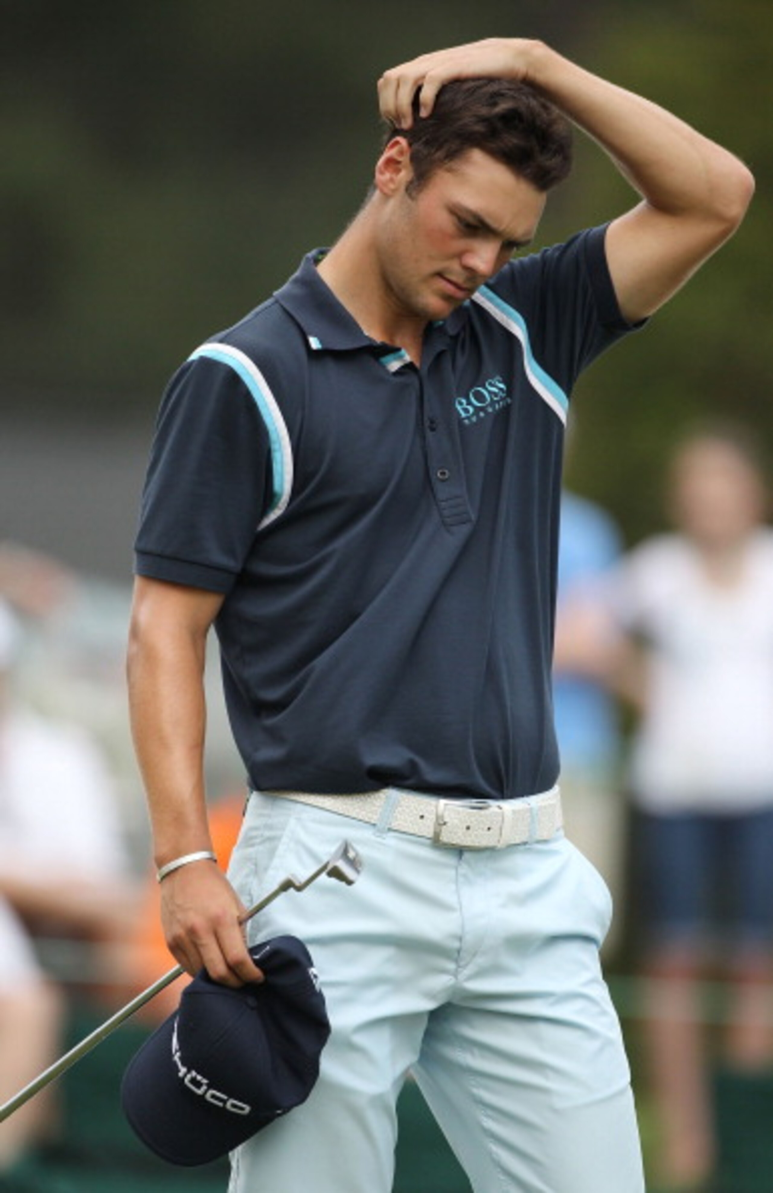 AUGUSTA, GA - APRIL 08:  Martin Kaymer of Germany reacts on the 18th hole during the second round of the 2011 Masters Tournament at Augusta National Golf Club on April 8, 2011 in Augusta, Georgia.  (Photo by Andrew Redington/Getty Images)
