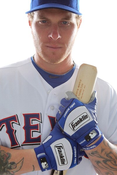 SURPRISE, AZ - FEBRUARY 25:  Josh Hamilton #32 of the Texas Rangers poses for a portrait during Spring Training Media Day on February 25, 2011 at Surprise Stadium in Surprise, Arizona.  (Photo by Jonathan Ferrey/Getty Images)