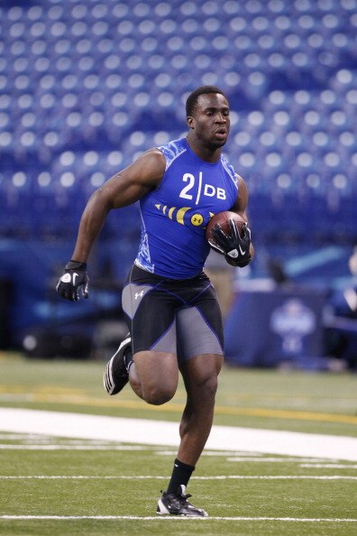 INDIANAPOLIS, IN - MARCH 1: Defensive back Prince Amukamara #2 of Nebraska runs with the football during the 2011 NFL Scouting Combine at Lucas Oil Stadium on February 28, 2011 in Indianapolis, Indiana. (Photo by Joe Robbins/Getty Images)