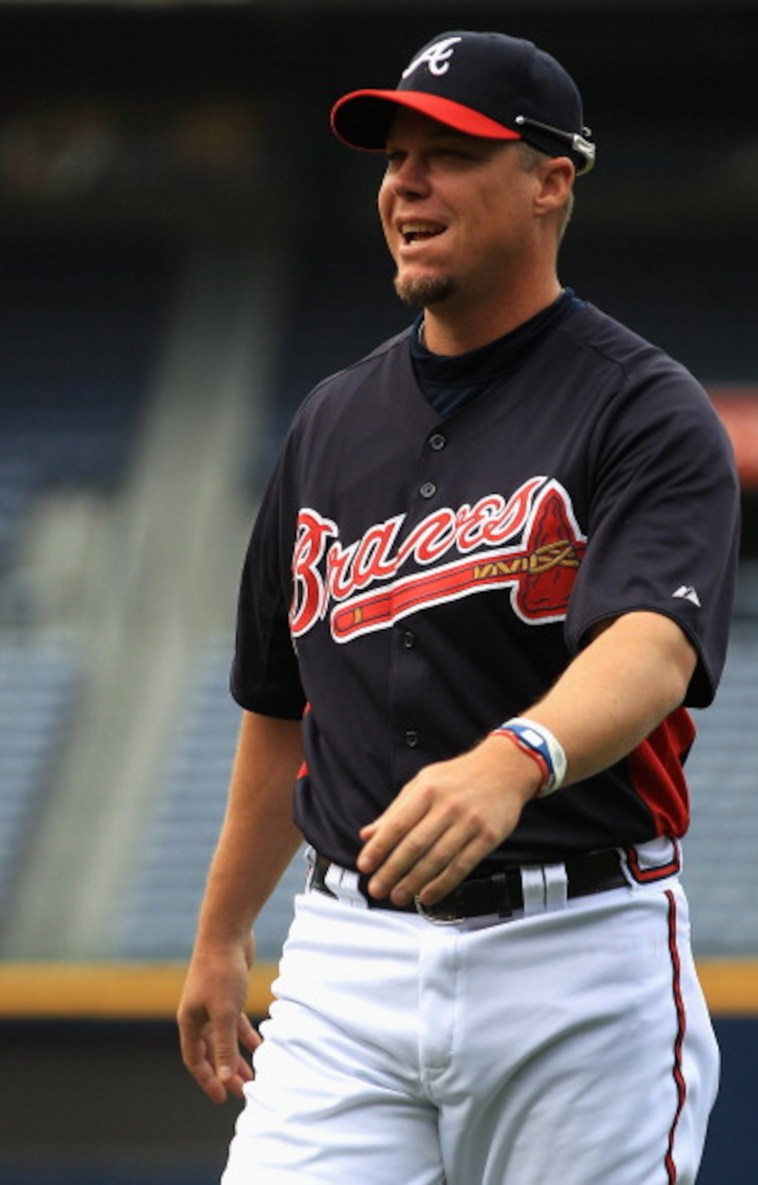 ATLANTA, GA - APRIL 08:  Chipper Jones #10 of the Atlanta Braves warms up ahead of their opening day game against the Philadephia Phillies at Turner Field on April 8, 2011 in Atlanta, Georgia.  (Photo by Streeter Lecka/Getty Images)