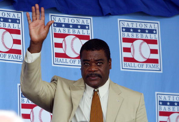 COOPERSTOWN, NY - JULY 26:  Hall of Famer Eddie Murray waves to the crowd as he is introduced at Clark Sports Center during the 2009  Baseball Hall of Fame induction ceremony on July 26, 2009 in Cooperstown, New York.  (Photo by Jim McIsaac/Getty Images)