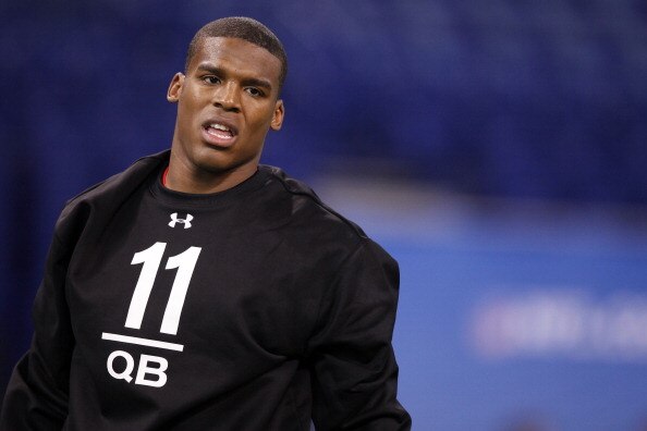 INDIANAPOLIS, IN - FEBRUARY 27:  Cam Newton looks on during the 2011 NFL Scouting Combine at Lucas Oil Stadium on February 27, 2011 in Indianapolis, Indiana. (Photo by Joe Robbins/Getty Images)