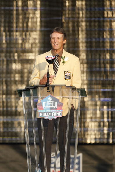 CANTON, OH - AUGUST 7: Dick LeBeau addresses the crowd at the 2010 Pro Football Hall of Fame Enshrinement ceremony at the Pro Football Hall of Fame Field at Fawcett Stadium on August 7, 2010 in Canton, Ohio. (Photo by Joe Robbins/Getty Images)