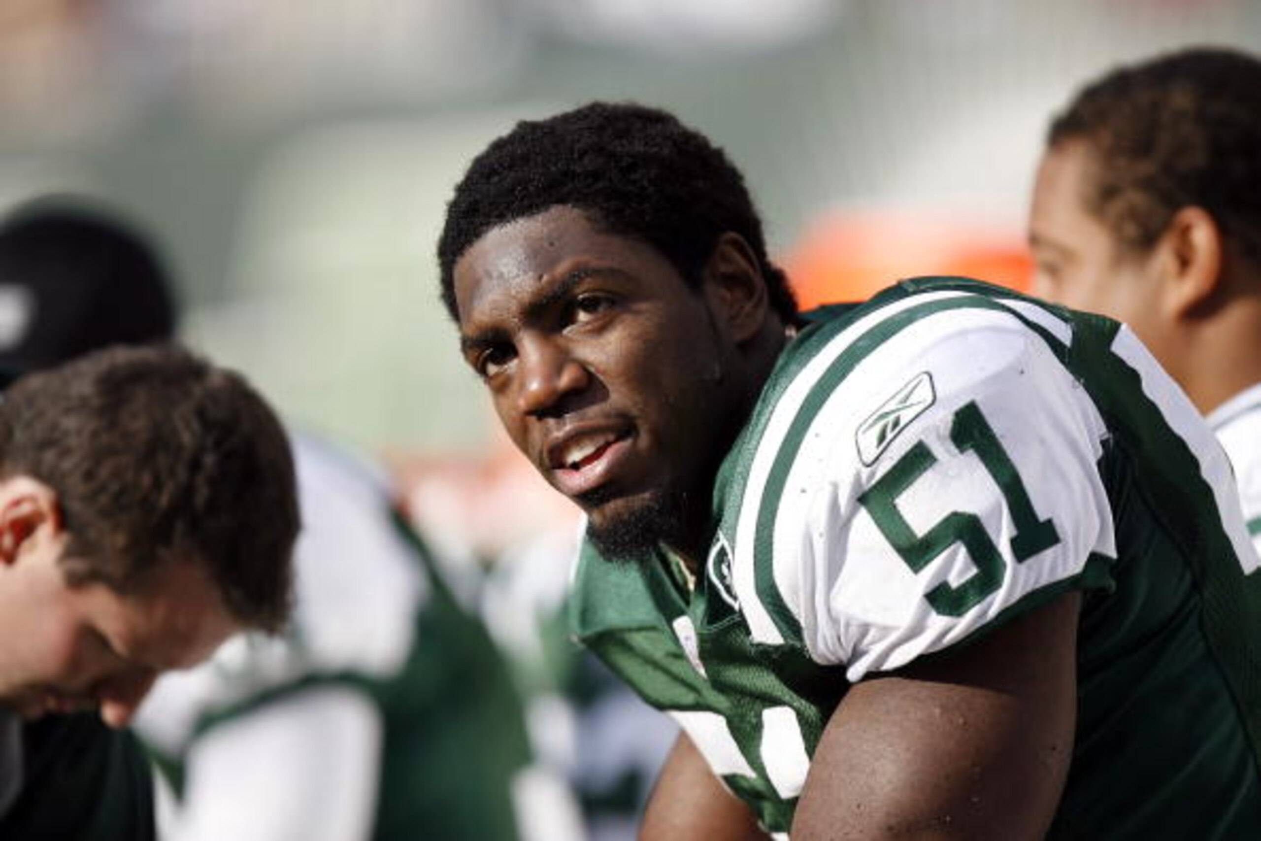 New York Jets linebacker Jonathan Vilma(51) in action against the Houston Texans at the Meadowlands in East Rutherford,New Jersey.The Jets beat the Texans 26-11. (Photo by Allen Kee/Getty Images) New York Jets linebacker Jonathan Vilma(51) in action against the Houston Texans at the Meadowlands in East Rutherford,New Jersey.The Jets beat the Texans 26-11. (Photo by Allen Kee/Getty Images)