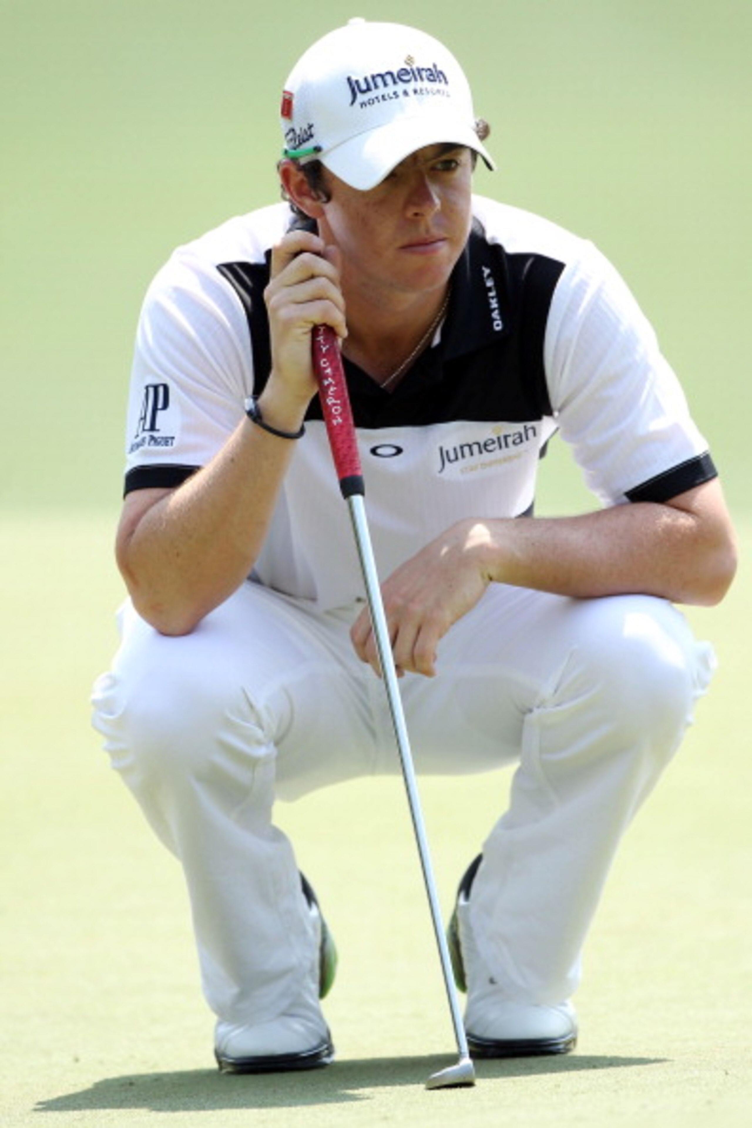 AUGUSTA, GA - APRIL 08: Rory McIlroy of Northern Ireland lines up a putt on the first green during the second round of the 2011 Masters Tournament at Augusta National Golf Club on April 8, 2011 in Augusta, Georgia. (Photo by Andrew Redington/Getty Image AUGUSTA, GA - APRIL 08: Rory McIlroy of Northern Ireland lines up a putt on the first green during the second round of the 2011 Masters Tournament at Augusta National Golf Club on April 8, 2011 in Augusta, Georgia. (Photo by Andrew Redington/Getty Image
