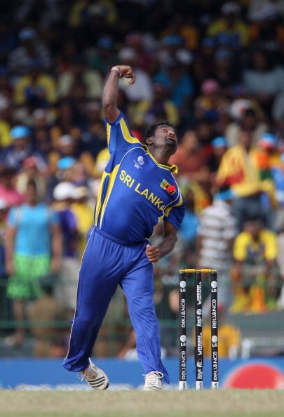 COLOMBO, SRI LANKA - MARCH 26:  Muttiah Muralitharan of Sri Lanka in action during the 2011 ICC World Cup Quarter-Final match between Sri Lanka and England at the R. Premadasa Stadium on March 26, 2011 in Colombo, Sri Lanka.  (Photo by Tom Shaw/Getty Imag