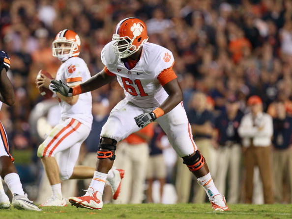 AUBURN, AL - SEPTEMBER 18:  Chris Hairston #61 of the Clemson Tigers against the Auburn Tigers at Jordan-Hare Stadium on September 18, 2010 in Auburn, Alabama.  (Photo by Kevin C. Cox/Getty Images)