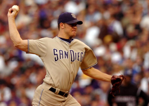 DENVER - OCTOBER 01: Jake Peavy #44 of the San Diego Padres delivers a pitch in the second inning of the wild card baseball playoff game against the Colorado Rockies on October 1, 2007 in Denver, Colorado.   (Photo by Steve Dykes/Getty Images)