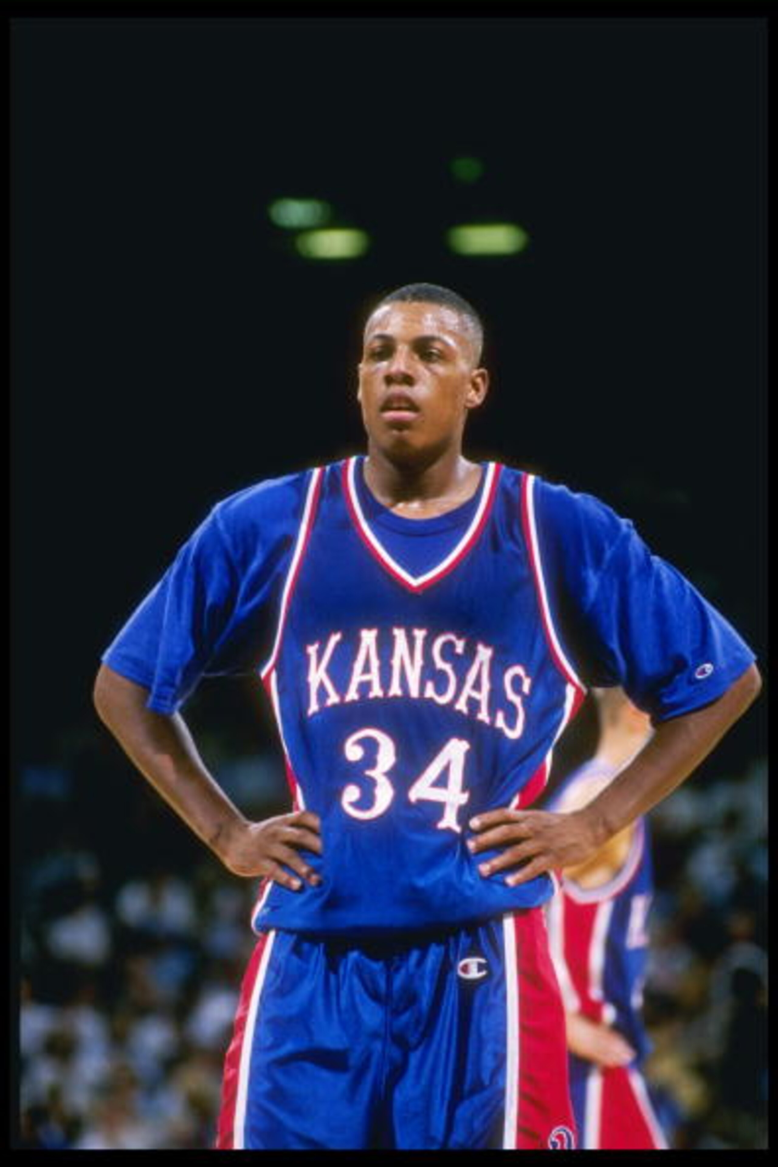 7 Dec 1996:  Forward Paul Pierce of the Kansas Jayhawks stands on the court during a game against the California at Los Angeles Bruins at the Pauley Pavillion in Los Angeles, California.  Kansas won the game 96-83. Mandatory Credit: Stephen Dunn  /Allspor