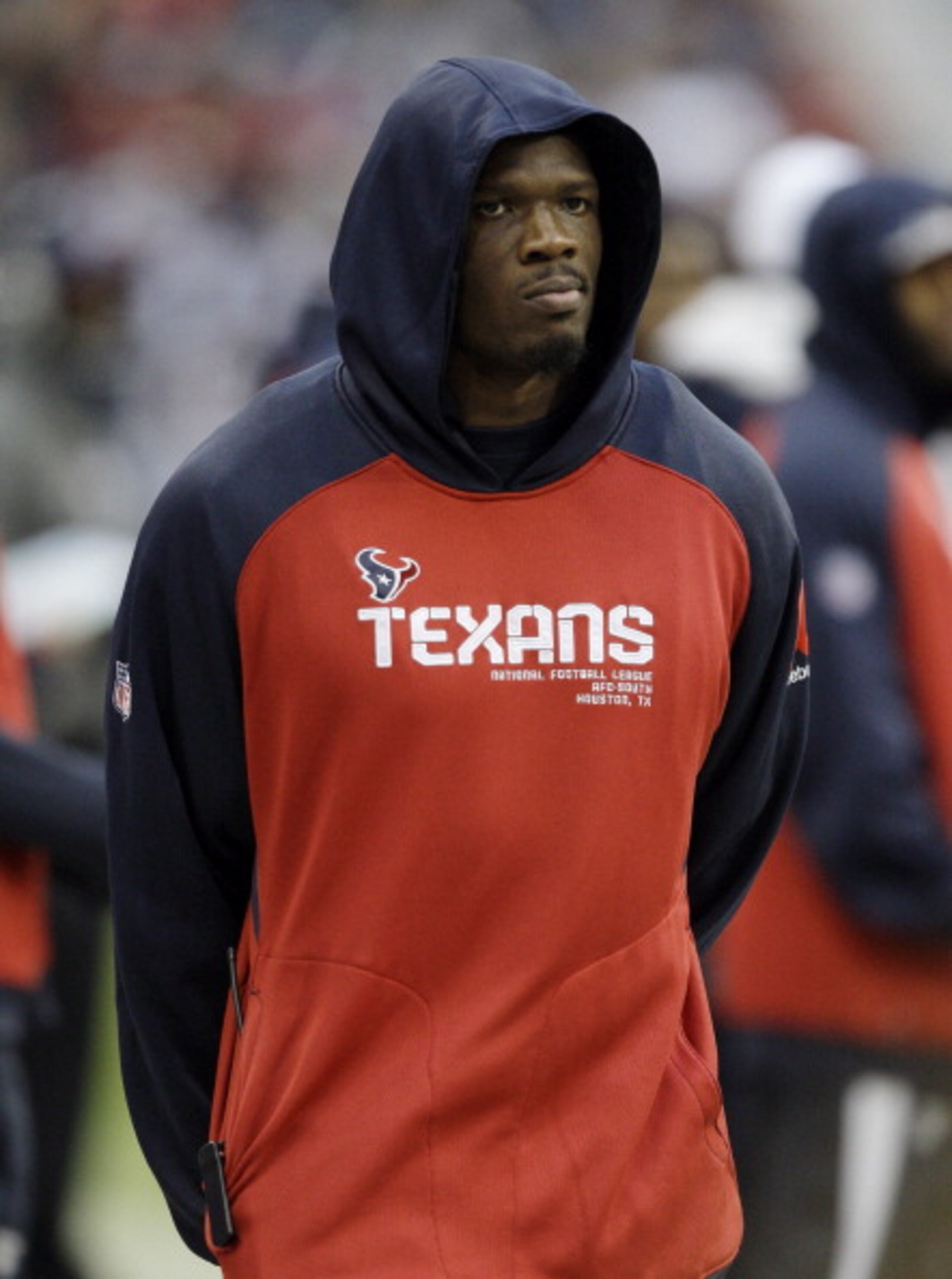HOUSTON - JANUARY 02:  Injured wide receiver Andre Johnson walks the sideline at Reliant Stadium during a game against the Jacksonville Jaguars on January 2, 2011 in Houston, Texas.  (Photo by Bob Levey/Getty Images)