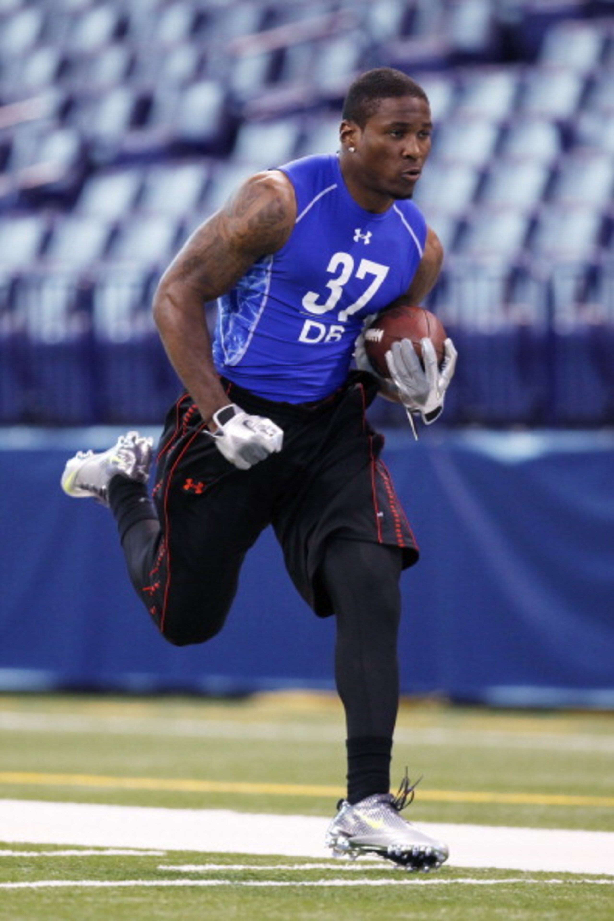 INDIANAPOLIS, IN - MARCH 1: Defensive back Patrick Peterson of LSU works out during the 2011 NFL Scouting Combine at Lucas Oil Stadium on February 28, 2011 in Indianapolis, Indiana. (Photo by Joe Robbins/Getty Images)