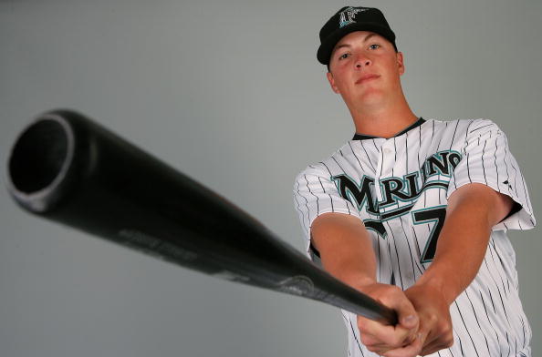 JUPITER, FL - MARCH 02:  Infielder Matt Dominguez #78 of the Florida Marlins poses during photo day at Roger Dean Stadium on March 2, 2010 in Jupiter, Florida.  (Photo by Doug Benc/Getty Images)