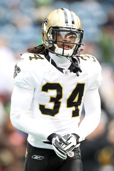 SEATTLE, WA - JANUARY 08:  Patrick Robinson #34 of the New Orleans Saints looks on against the Seattle Seahawks during the 2011 NFC wild-card playoff game at Qwest Field on January 8, 2011 in Seattle, Washington.  (Photo by Otto Greule Jr/Getty Images)