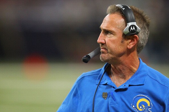 ST. LOUIS - OCTOBER 31: Head coach Steve Spagnuolo of the St. Louis Rams looks on from the side lines against the Carolina Panthersat the Edward Jones Dome on October 31, 2010 in St. Louis, Missouri.  The Rams beat the Panthers 20-10.  (Photo by Dilip Vis