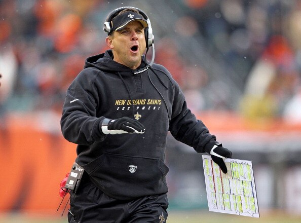 CINCINNATI, OH - DECEMBER 05:  Sean Payton the Head Coach of the New Orleans Saints gives instructions to his team during the NFL game against the Cincinnati Bengals at Paul Brown Stadium on December 5, 2010 in Cincinnati, Ohio.  The Saints won 34-30.  (P