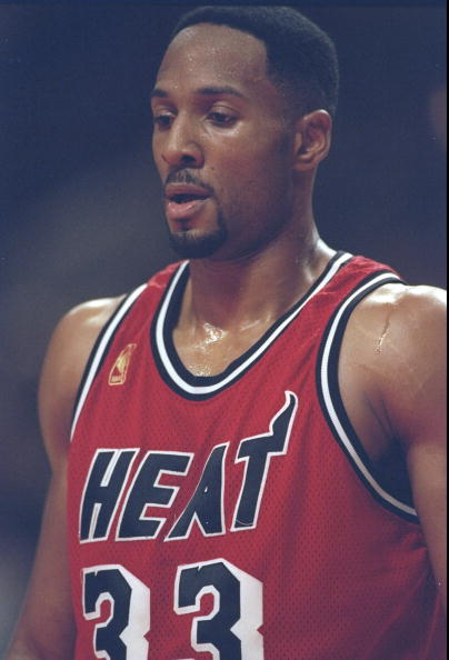 7 Dec 1996: Center Alonzo Mourning of the Miami Heat stands on the court during a game against the Chicago Bulls at the United Center in Chicago, Illinois. The Heat won the game 83-80.