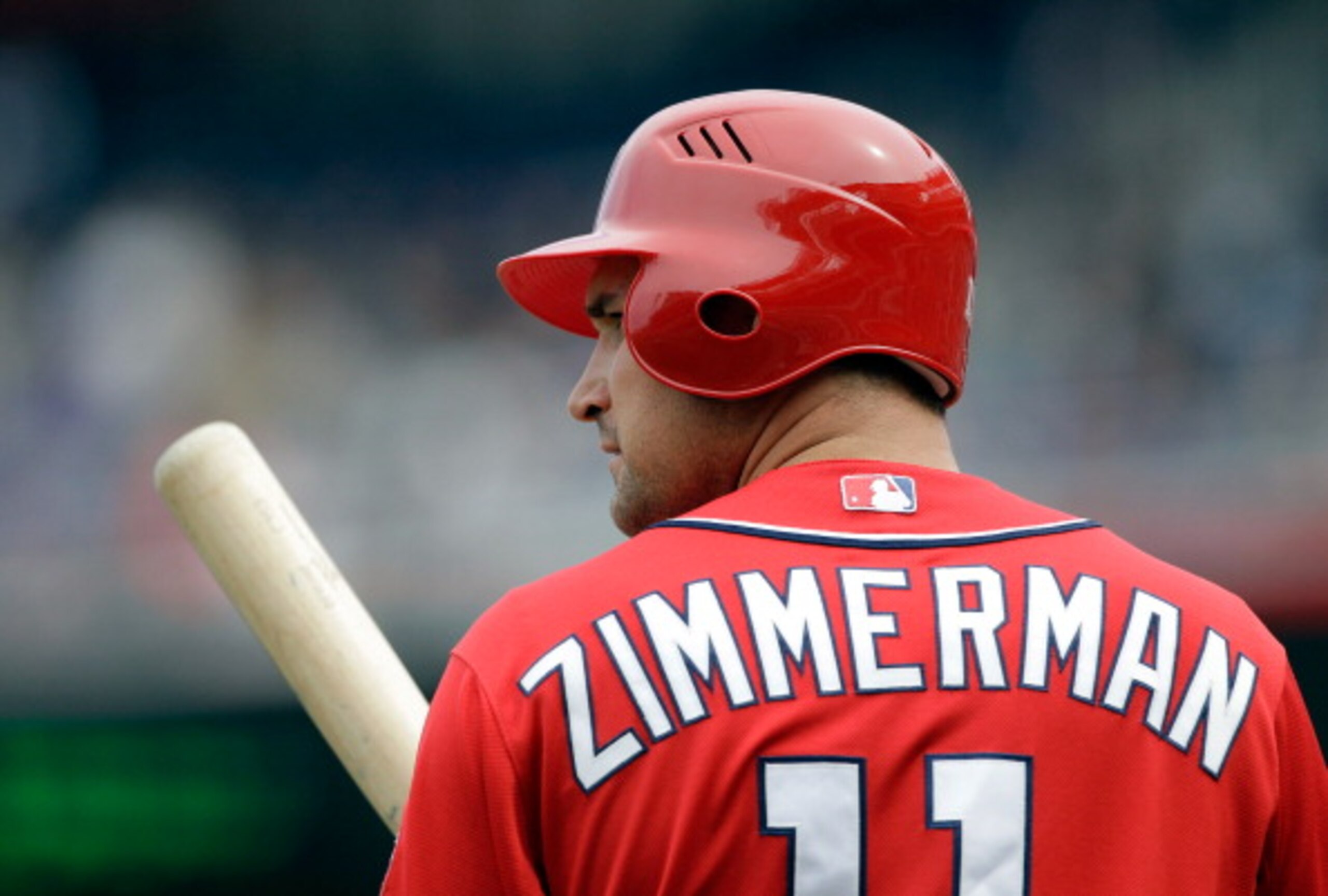 WASHINGTON, DC - APRIL 03: Ryan Zimmerman #11 of the Washington Nationals at the plate against the Atlanta Braves at Nationals Park on April 3, 2011 in Washington, DC. (Photo by Rob Carr/Getty Images) WASHINGTON, DC - APRIL 03: Ryan Zimmerman #11 of the Washington Nationals at the plate against the Atlanta Braves at Nationals Park on April 3, 2011 in Washington, DC. (Photo by Rob Carr/Getty Images)